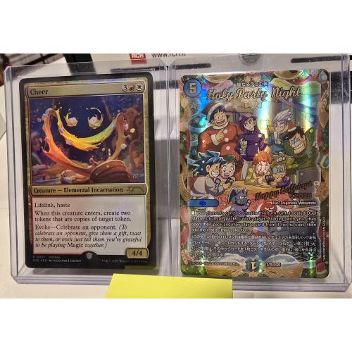 RARE 2025 MtG "Cheer" promo card set + Duel Masters "Holy Party Night" promo NEW